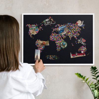 Kovové tabule na magnety bílý rám Barevná mapa