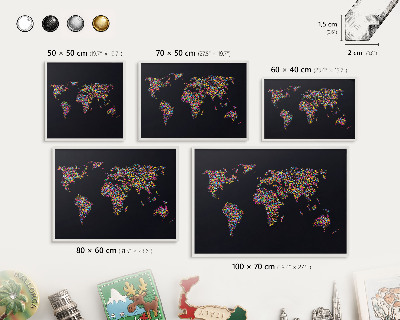 Kovové tabule na magnety bílý rám Barevná mapa