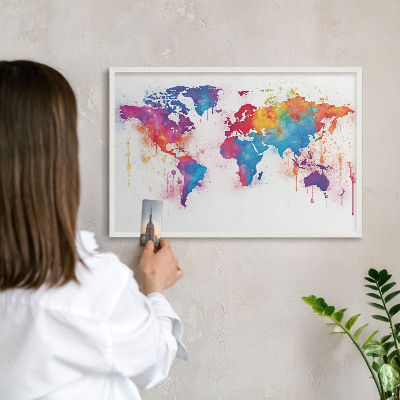 Kovové tabule na magnety bílý rám Barevná mapa