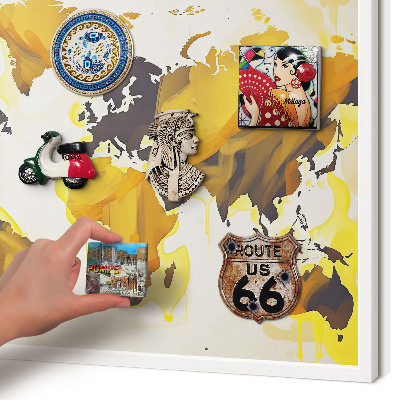 Nástěnky na magnety v bílém rámu Mapa světa