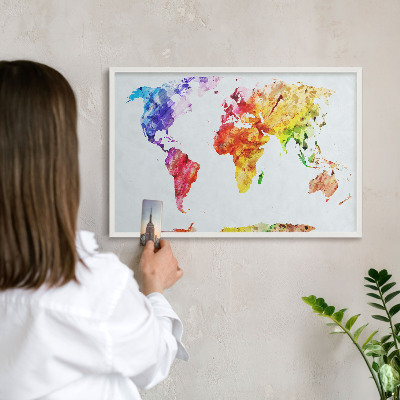 Nástěnky na magnety v bílém rámu Barevná mapa