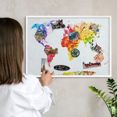 Nástěnky na magnety v bílém rámu Barevná mapa