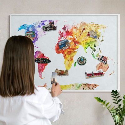 Nástěnky na magnety v bílém rámu Barevná mapa