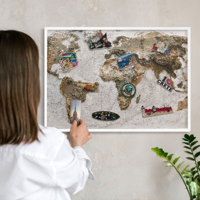 Nástěnky na magnety v bílém rámu Reliéfní mapa