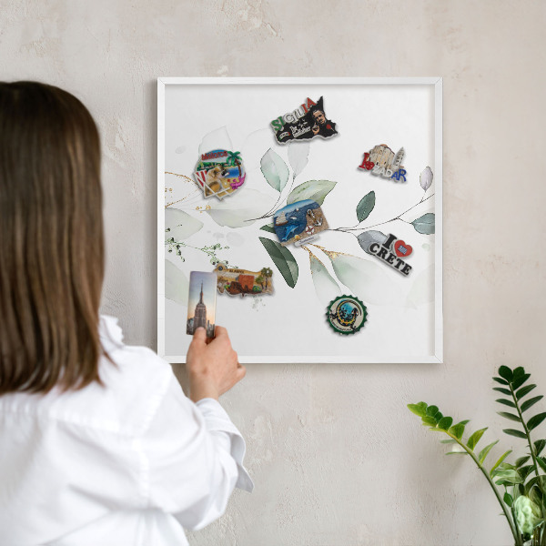 Kovové tabule na magnety bílý rám Botanická elegance