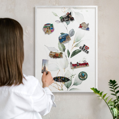 Kovové tabule na magnety bílý rám Botanická elegance