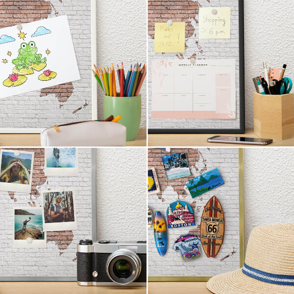 Kovové tabule na magnety bílý rám Mapa cihel