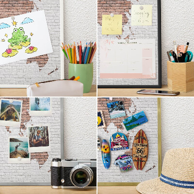 Kovové tabule na magnety bílý rám Mapa cihel