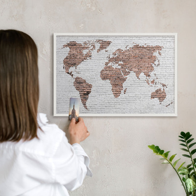 Kovové tabule na magnety bílý rám Mapa cihel