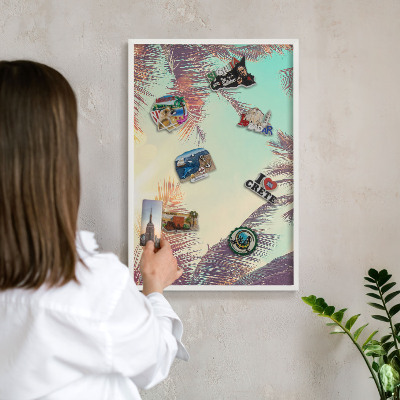 Nástěnky na magnety v bílém rámu Tropický ráj