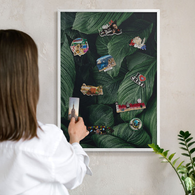 Kovové tabule na magnety bílý rám Zeleň přírody