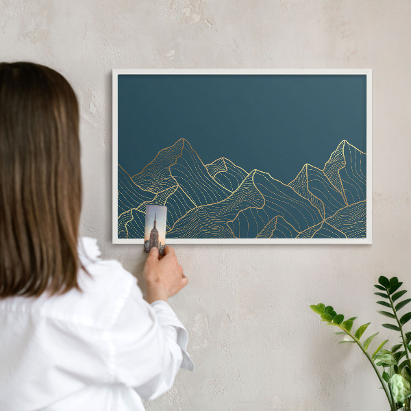 Kovové tabule na magnety bílý rám Horský minimalismus