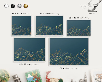 Kovové tabule na magnety bílý rám Horský minimalismus