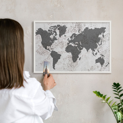 Nástěnky na magnety v bílém rámu Mapa světa