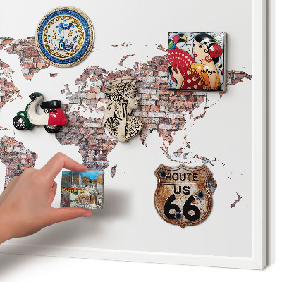 Nástěnky na magnety v bílém rámu Cihlový svět