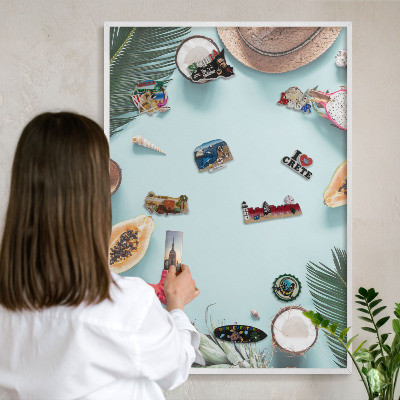 Kovové tabule na magnety bílý rám Tropická dovolená