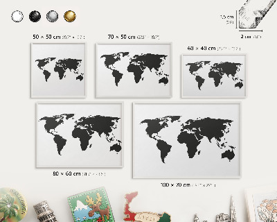 Nástěnky na magnety v bílém rámu Mapa světa