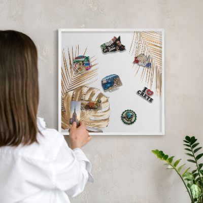 Kovové tabule na magnety bílý rám Elegantní listy