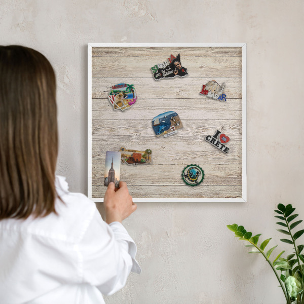 Nástěnky na magnety v bílém rámu Dřevěná textura