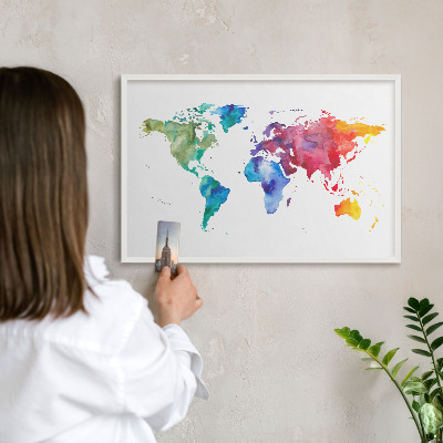 Kovové tabule na magnety bílý rám Barevná mapa