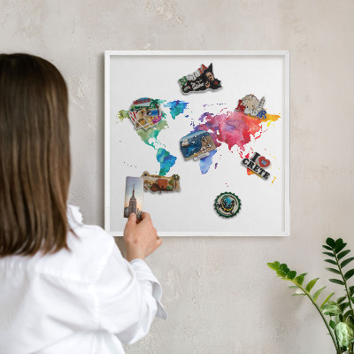 Kovové tabule na magnety bílý rám Barevná mapa