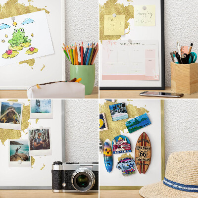 Kovové tabule na magnety bílý rám Mapa světa
