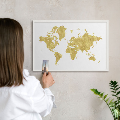 Kovové tabule na magnety bílý rám Mapa světa