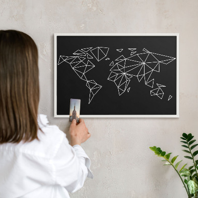 Nástěnky na magnety v bílém rámu Mapa světa