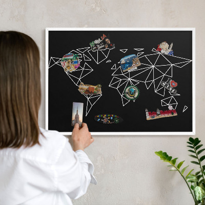 Nástěnky na magnety v bílém rámu Mapa světa
