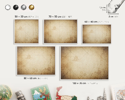 Nástěnky na magnety v bílém rámu Starověká mapa