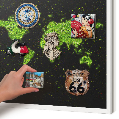 Nástěnky na magnety v bílém rámu Zelená mapa