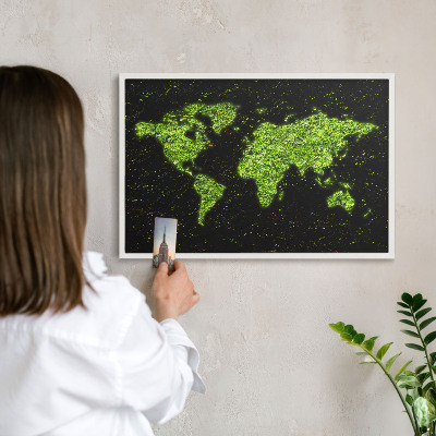 Nástěnky na magnety v bílém rámu Zelená mapa