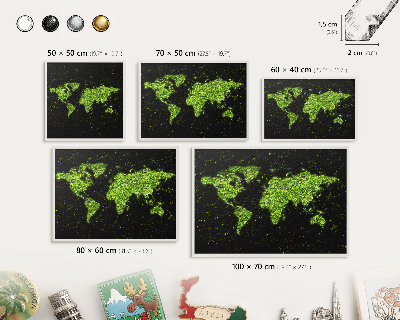 Nástěnky na magnety v bílém rámu Zelená mapa