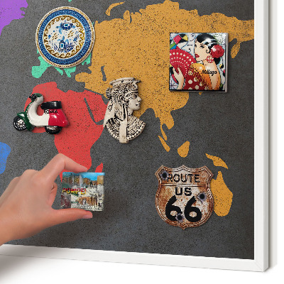 Kovové tabule na magnety bílý rám Barevná mapa