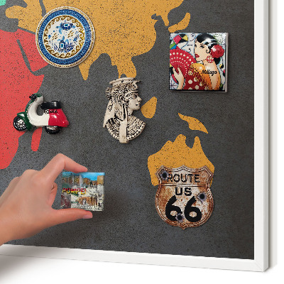 Kovové tabule na magnety bílý rám Barevná mapa