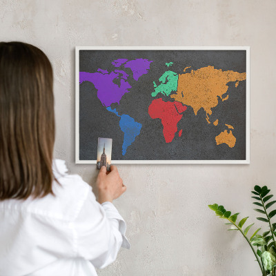 Kovové tabule na magnety bílý rám Barevná mapa