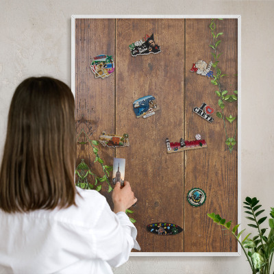 Kovové tabule na magnety bílý rám Dřevěná příroda