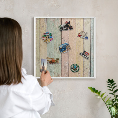 Nástěnky na magnety v bílém rámu Rustikální desky