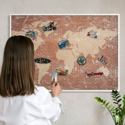 Kovové tabule na magnety bílý rám Mapa cihel