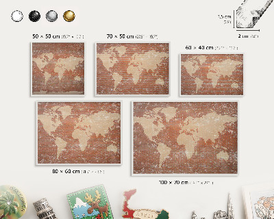 Kovové tabule na magnety bílý rám Mapa cihel