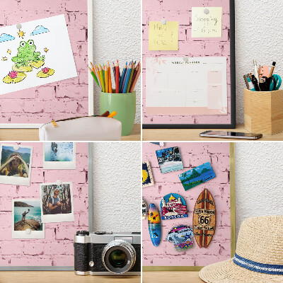 Kovové tabule na magnety bílý rám Růžová cihla
