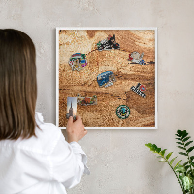 Nástěnky na magnety v bílém rámu Přírodní dřevo
