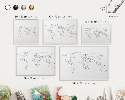 Nástěnky na magnety v bílém rámu Vrstevnicová mapa