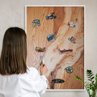 Nástěnky na magnety v bílém rámu Dřevěná textura