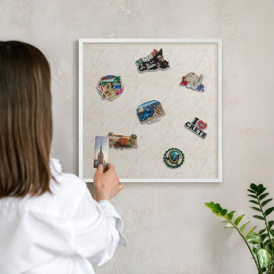 Kovové tabule na magnety bílý rám Mramorová elegance