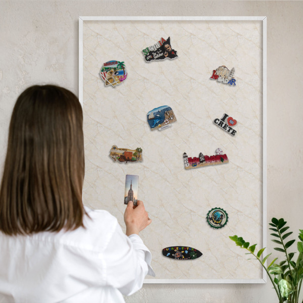 Kovové tabule na magnety bílý rám Mramorová elegance
