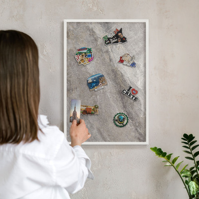 Nástěnky na magnety v bílém rámu Kamenná textura