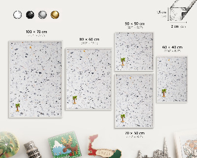 Kovové tabule na magnety bílý rám Terrazzo styl