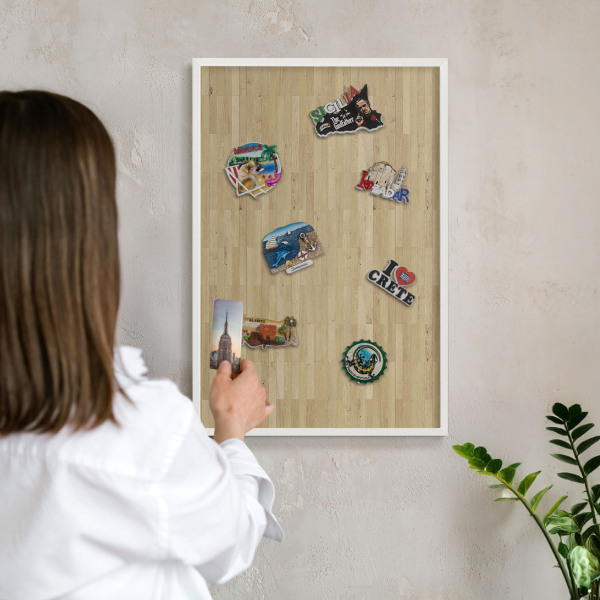 Nástěnky na magnety v bílém rámu Dřevěná textura