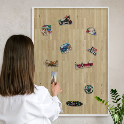 Nástěnky na magnety v bílém rámu Dřevěná textura